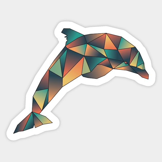 Geometric Dolphin Black Edge Sticker by partimesloth